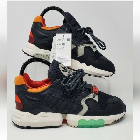 Adidas ZX Torison Men's Size 5 EE5553 Core Black Orange Bold Green Sneakers New - Picture 1 of 12